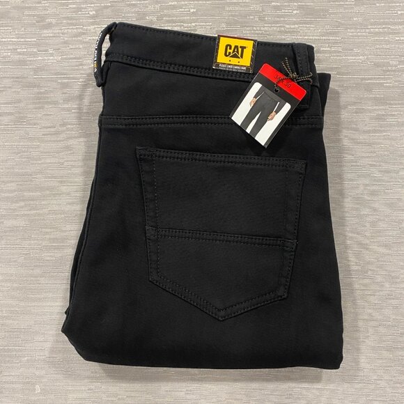 CAT Caterpillar Work Pants Mens 34 x 30 Black Canvas Fleece Lined Insulated - Picture 4 of 12
